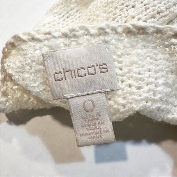 Chico's V-Neck Sweater Gray White Asymmetrical Fringe Trim, Size O (US
Size S/4) - Picture 8 of 10